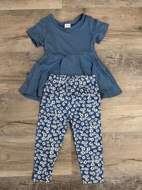 Girls' Blue Floral Daisy Leggings - Brand: Unbranded